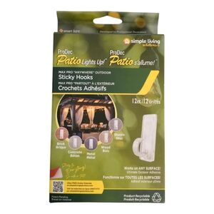 New 12ct ProDec Outdoor Lighting Sticky Hooks Adhesive String Light Clips Hook